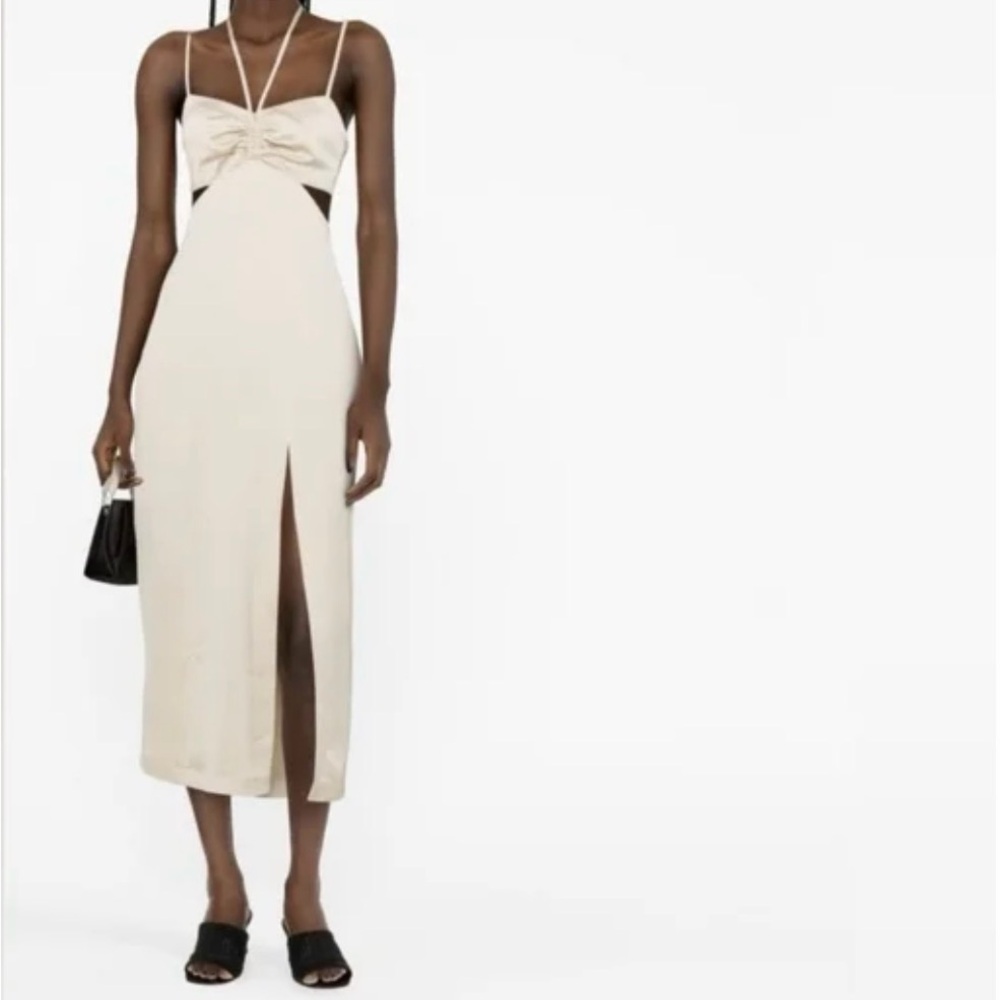 IRO Champagne Side Cut Out  Midi Dress with Side Slit - Size 40 Fr - Retail $495
